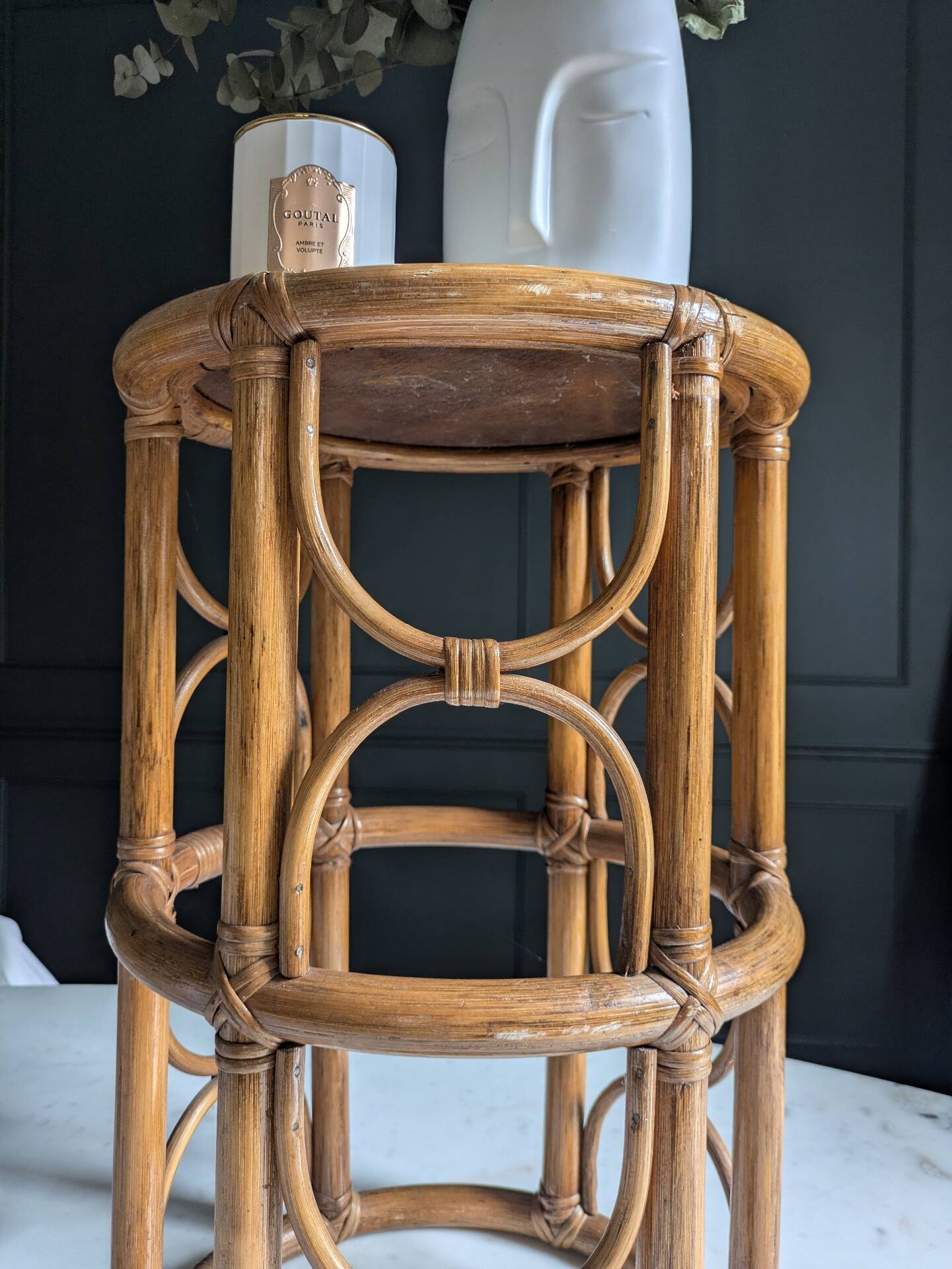 Plant stand, vintage side table, 1970s bamboo.