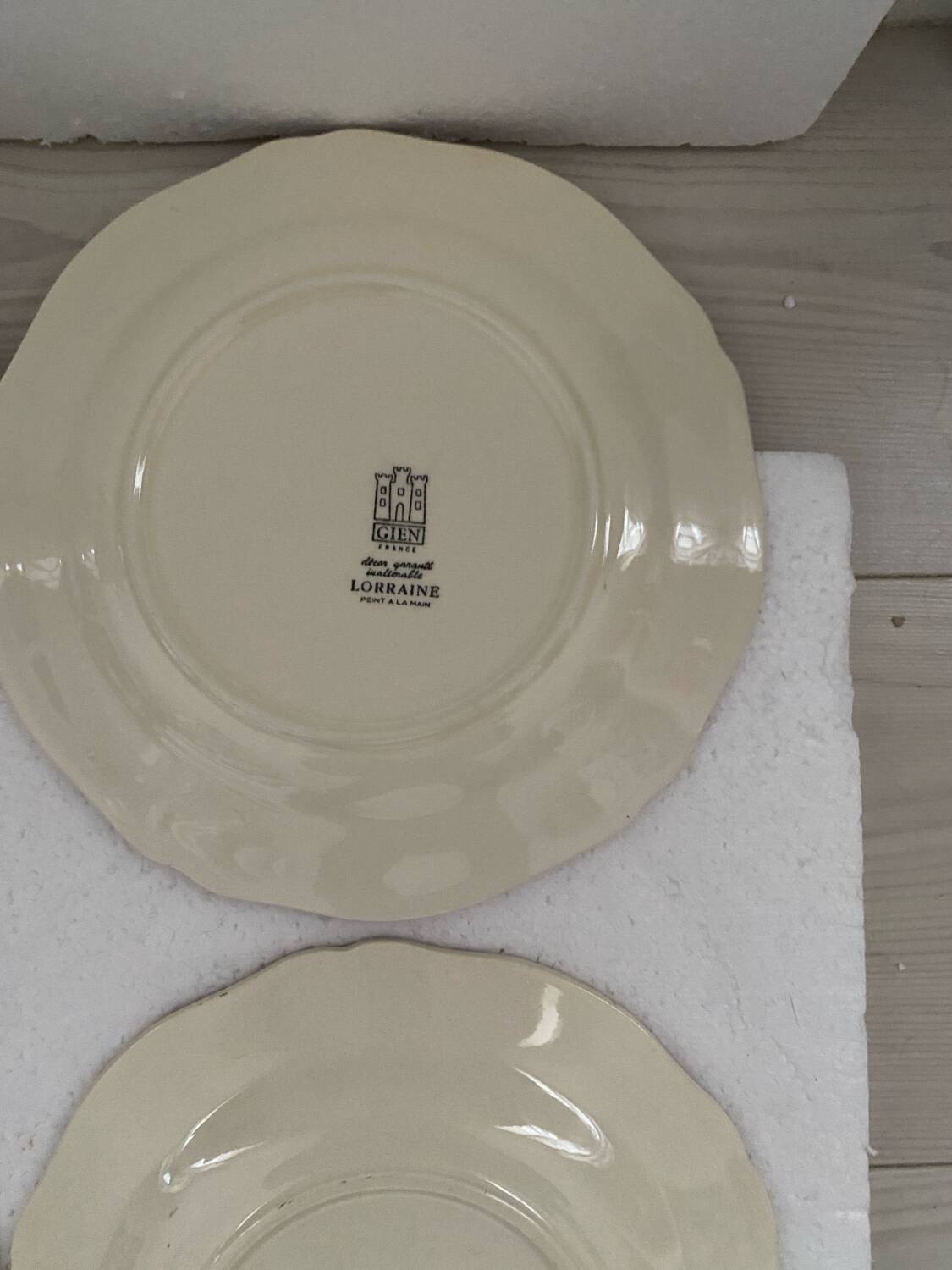 Service 6 assiettes plates gien lorraine fleurs peintes à la main