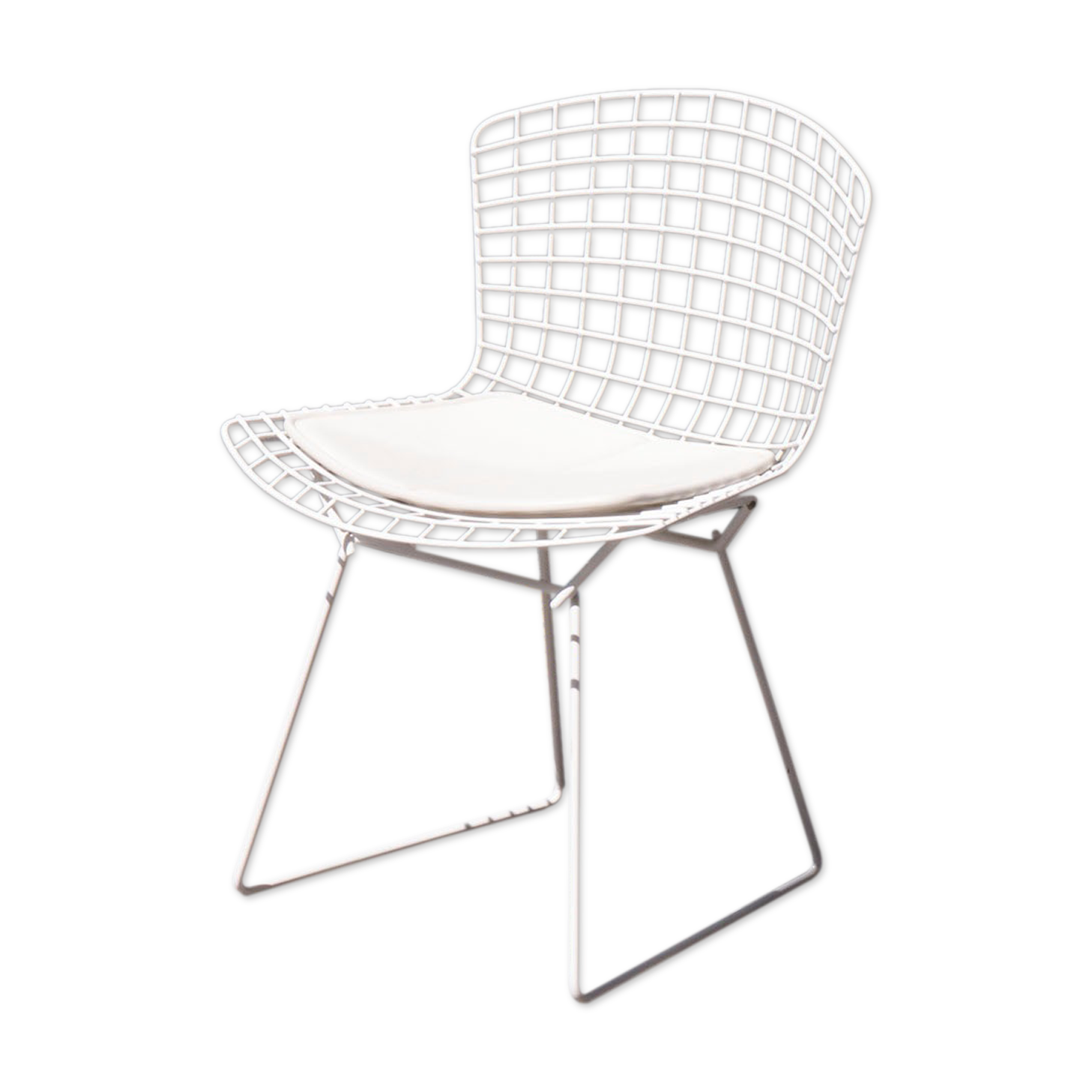White Wire chair with original cake by Harry Bertoia - Knoll - Vintage
