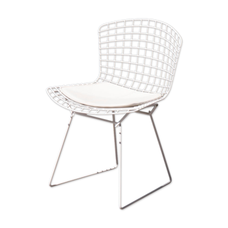 White Wire chair with original cake by Harry Bertoia - Knoll - Vintage