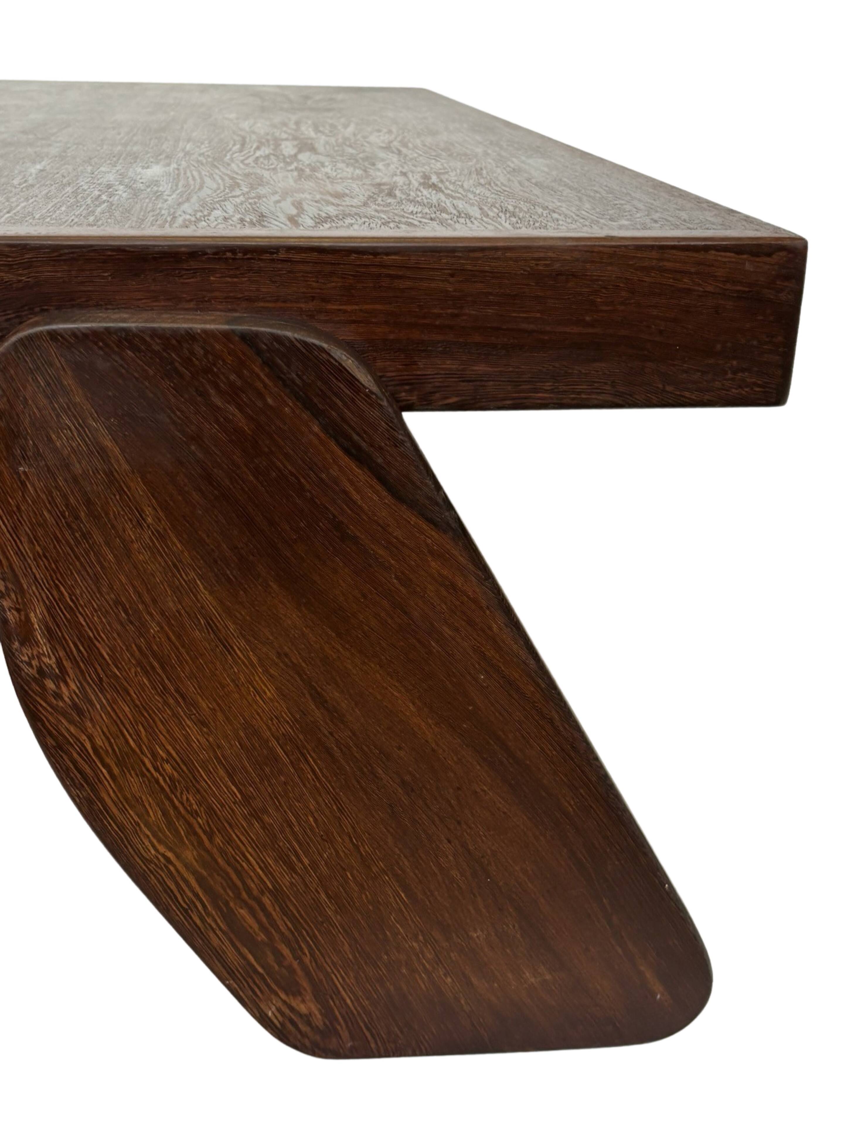 Vintage Coffee Table Wengé Brutalist Postmodern 70's Design