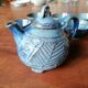 Blue slipware tea set - Bernard Leclerc