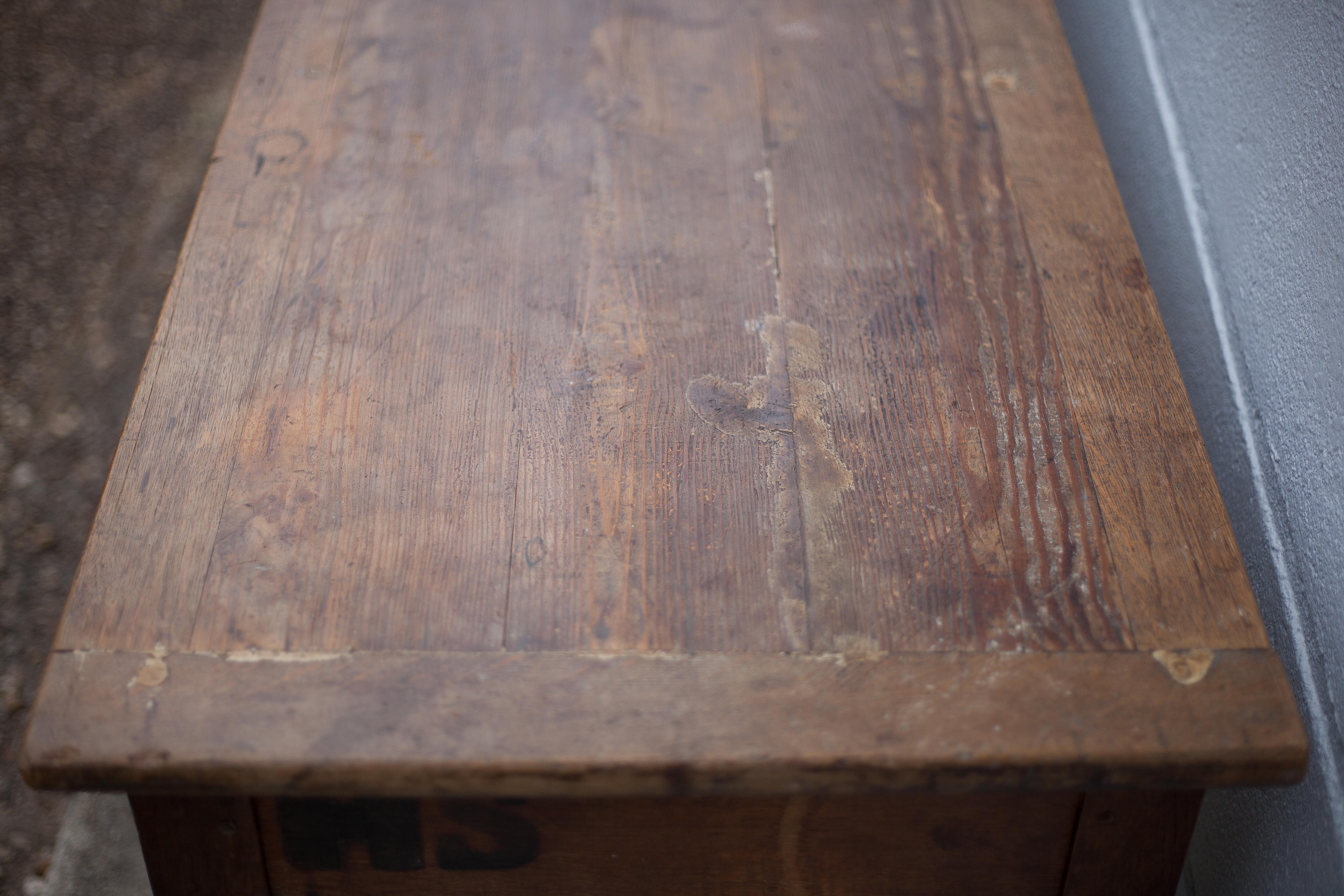 Table bois ancienne table de cuisine table salon campagne, chalet, table avec tiroirs