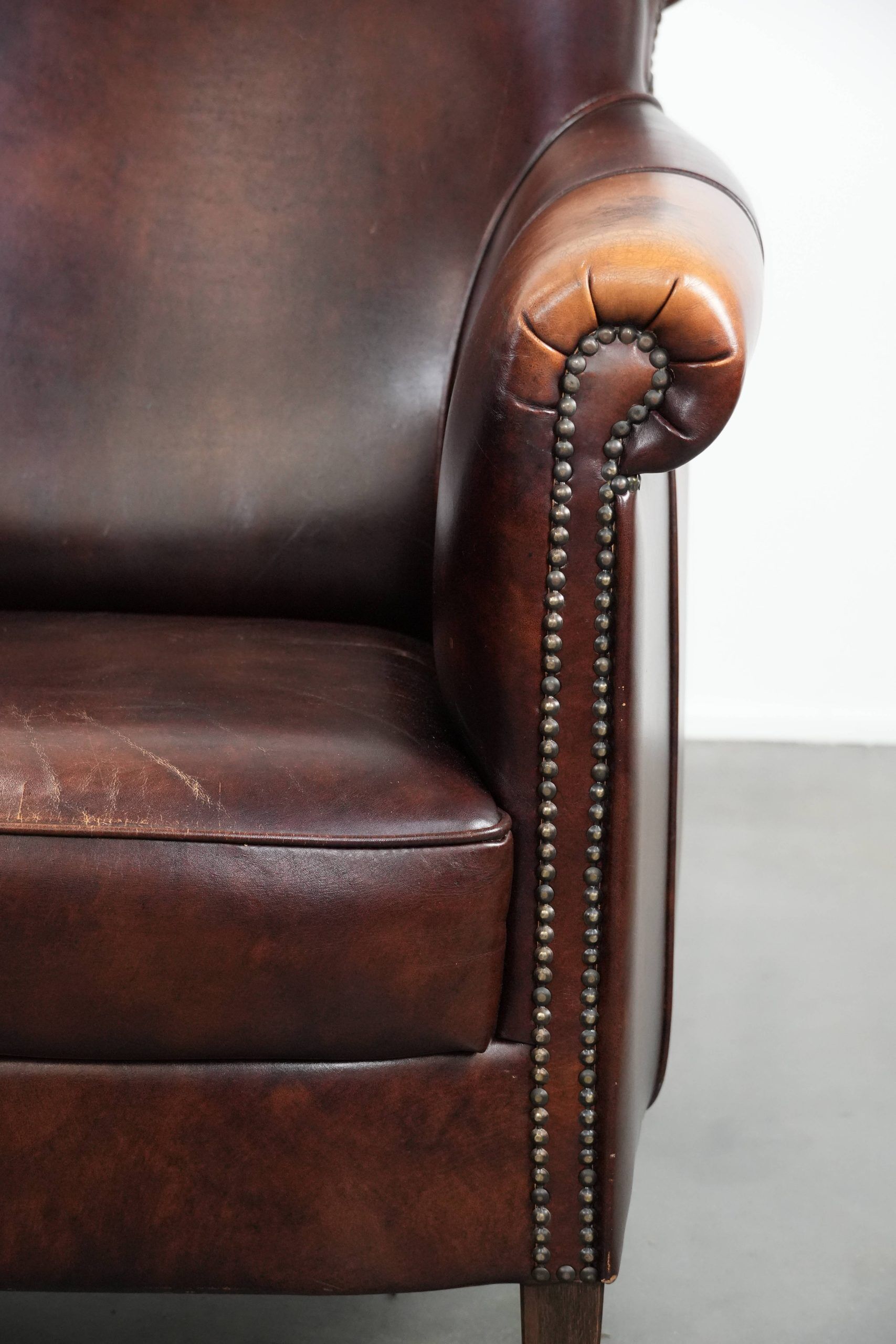 Characterful and comfortable cowhide leather armchair