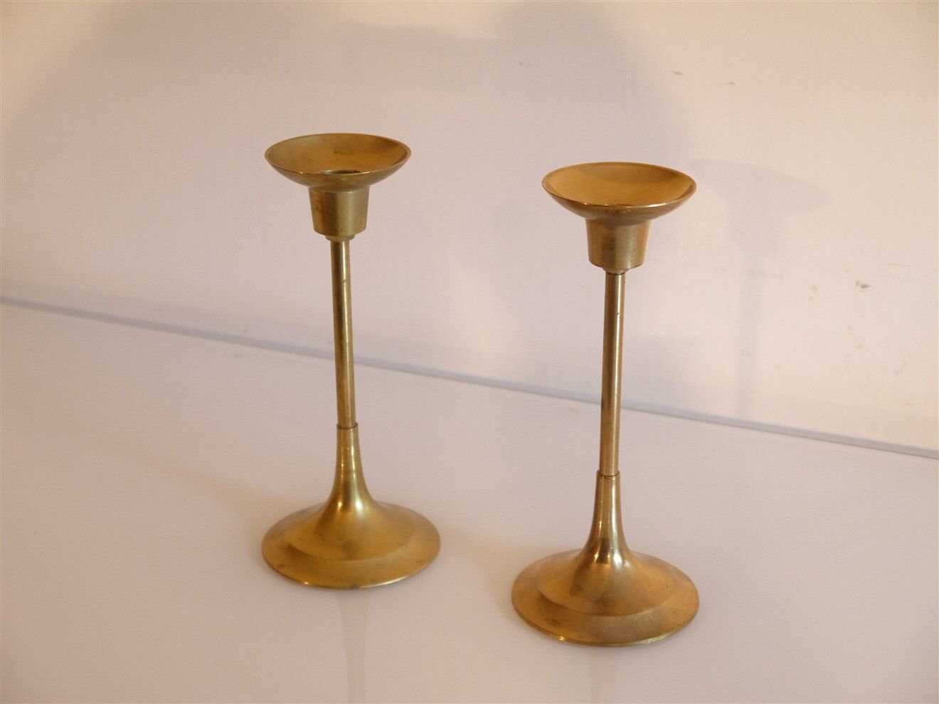 Pair of vintage Scandinavian brass candle holders