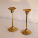 Pair of vintage Scandinavian brass candle holders