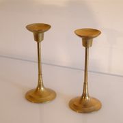 Paire de bougeoirs vintage scandinave en laiton