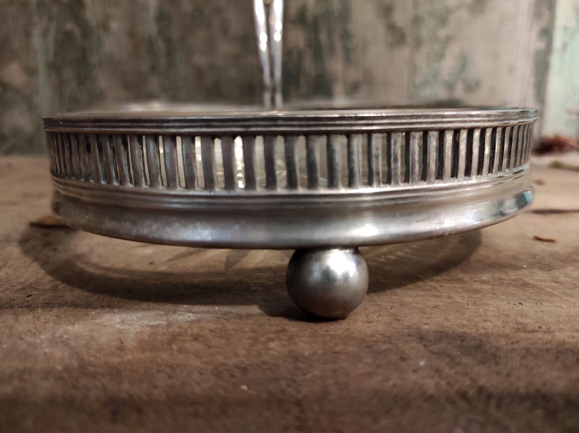 Antique German Silverplate Snack Tray by B. Bohrmann, Frankfurt, 1887-1899