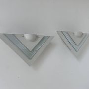 Pair of vintage wall lights, white lacquered metal and glass, Germany 1970s