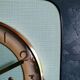 Horloge formica vintage pendule murale silencieuse carrée "SMI vert doré"