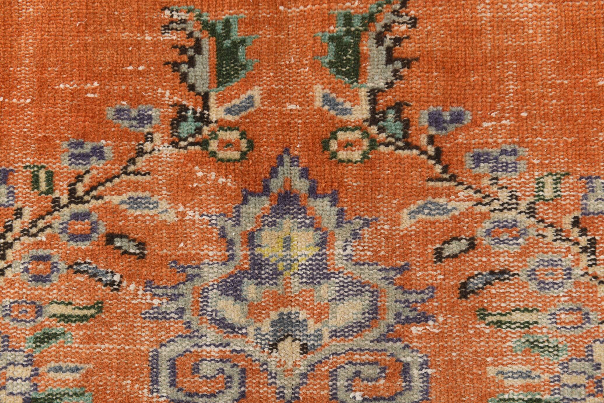 6x9 Turkish Classic Pattern Orange Green Vintage Rug, 174x279Cm