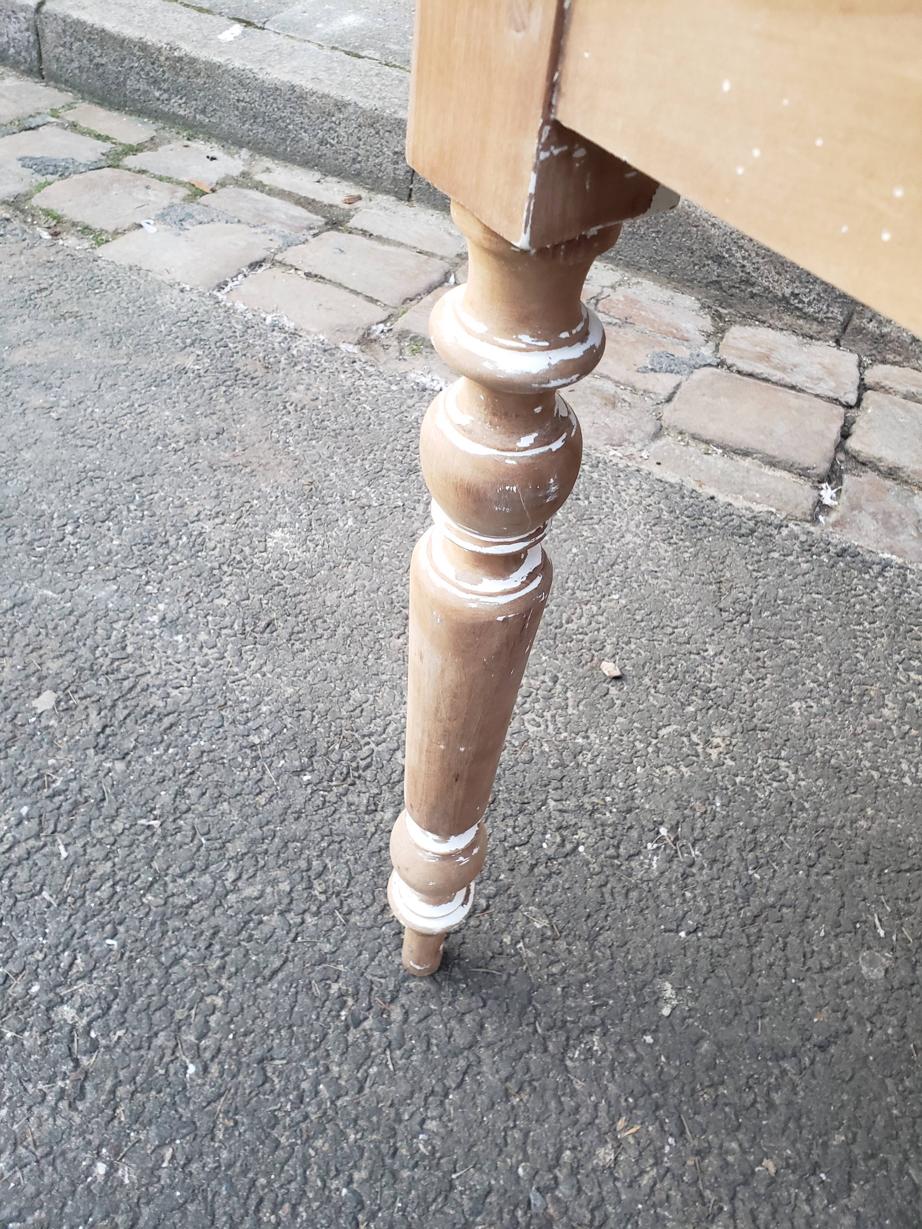 Old patina farm table turned feet