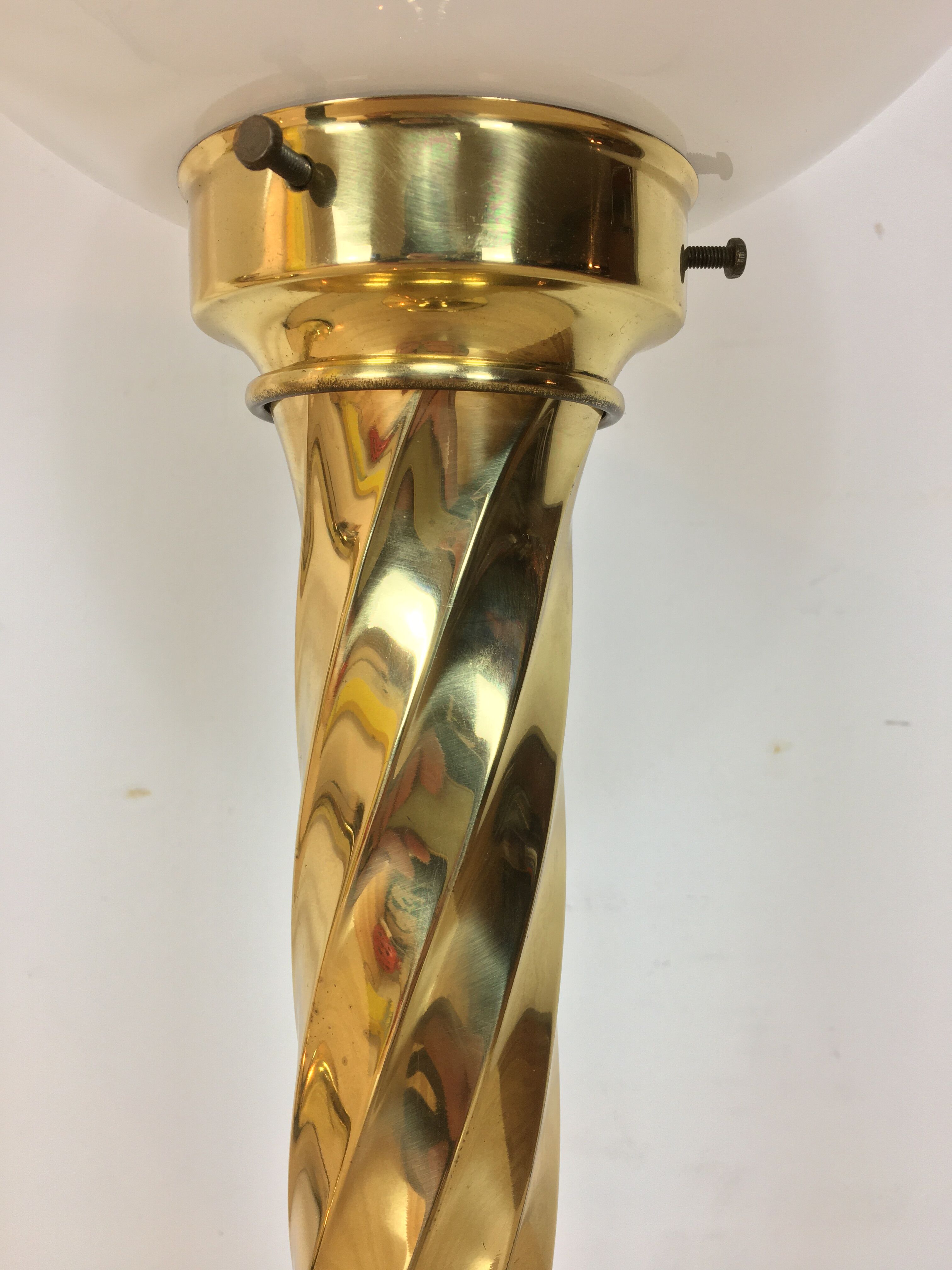 Pair of gilded column lamps Hollywood Regency style