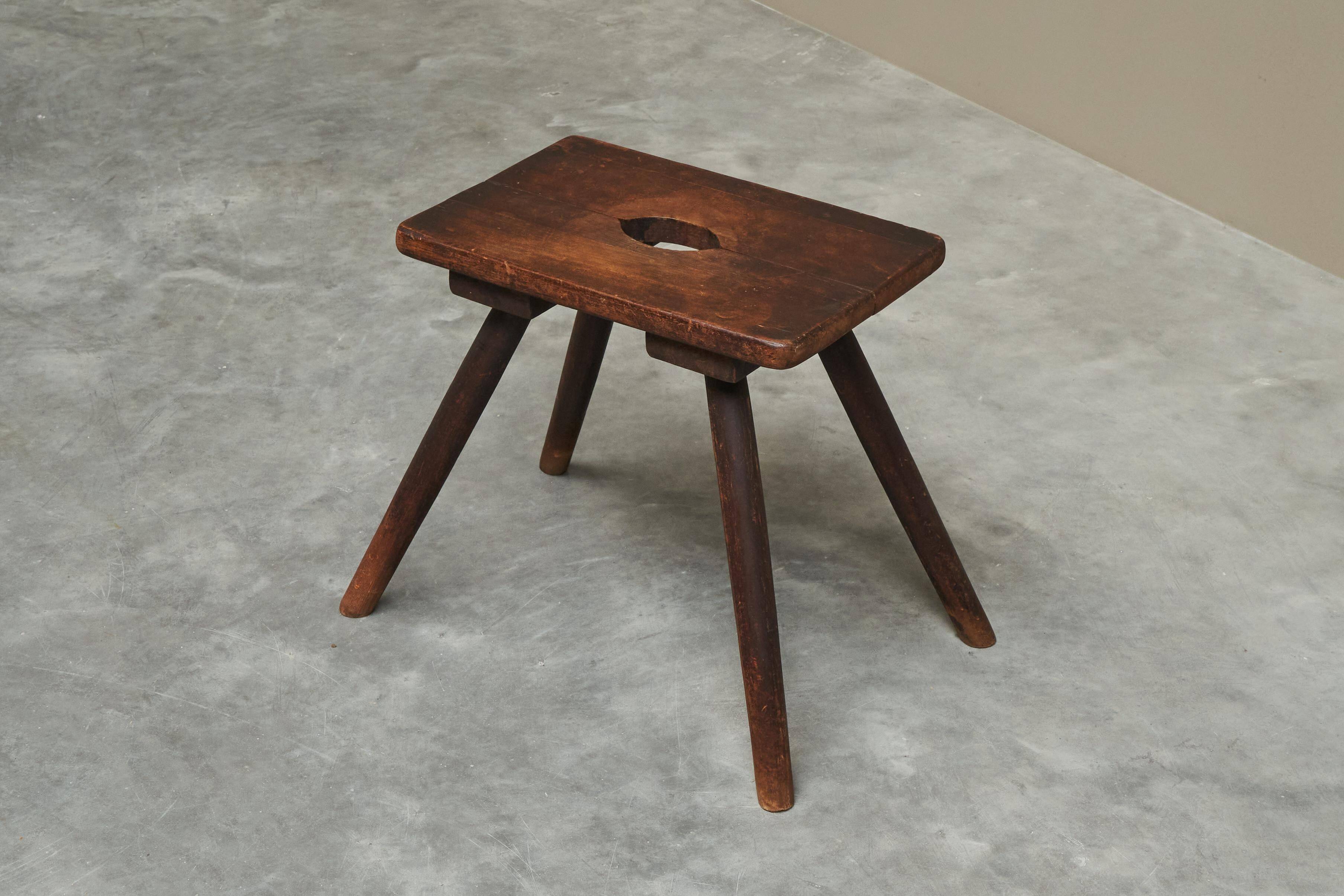 Stool or solid wood side table, mid-century style, 1950s