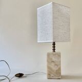 Onyx and brass lamp with a square shade.