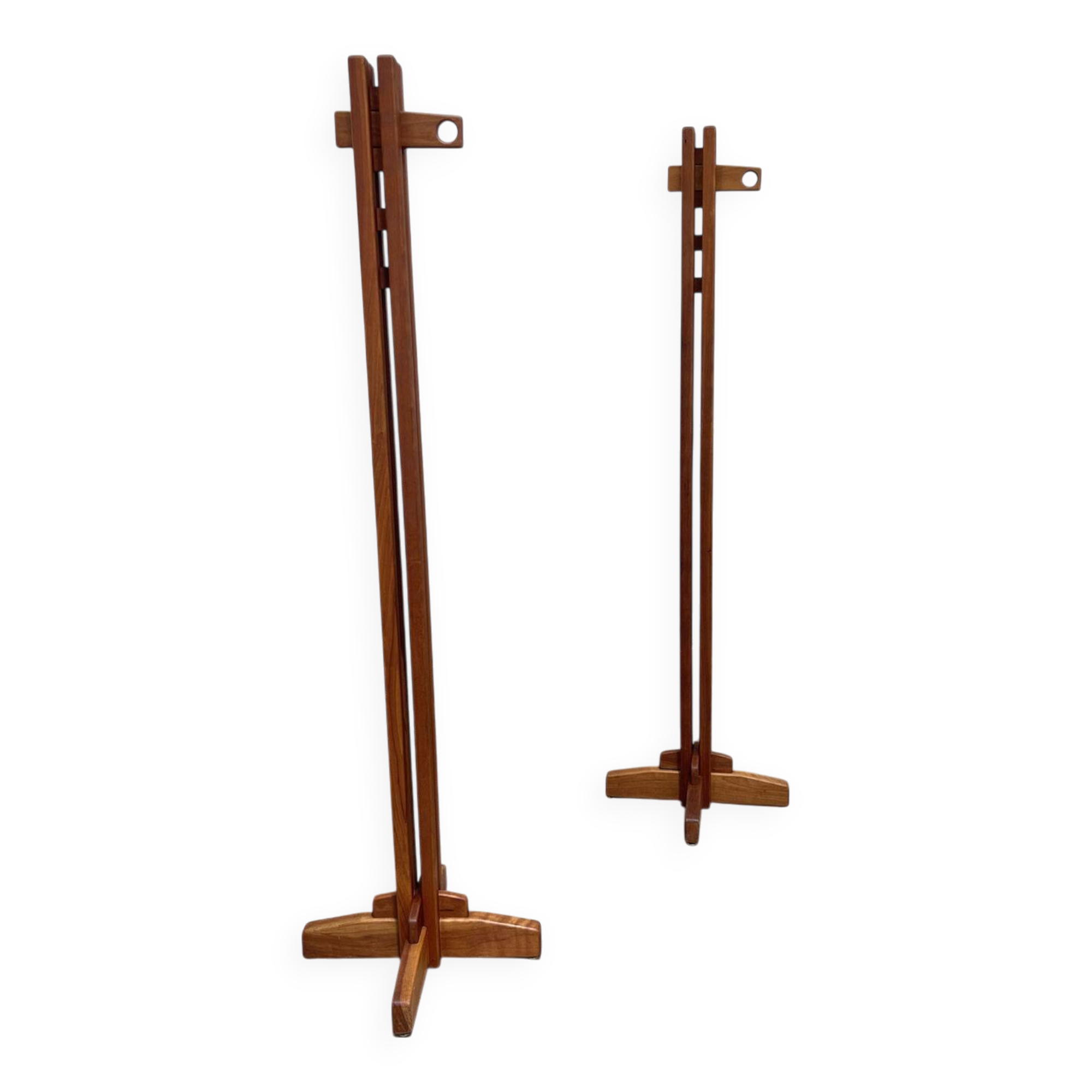 Pair of 1970s coat racks in solid elm