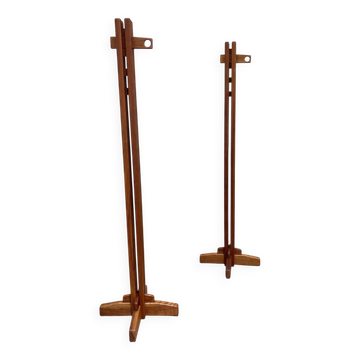 Pair of 1970s coat racks in solid elm