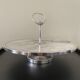 Marble cheese platter and silver metal 1970