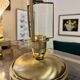 Lampe de table en laiton vintage et verre en forme de feuille