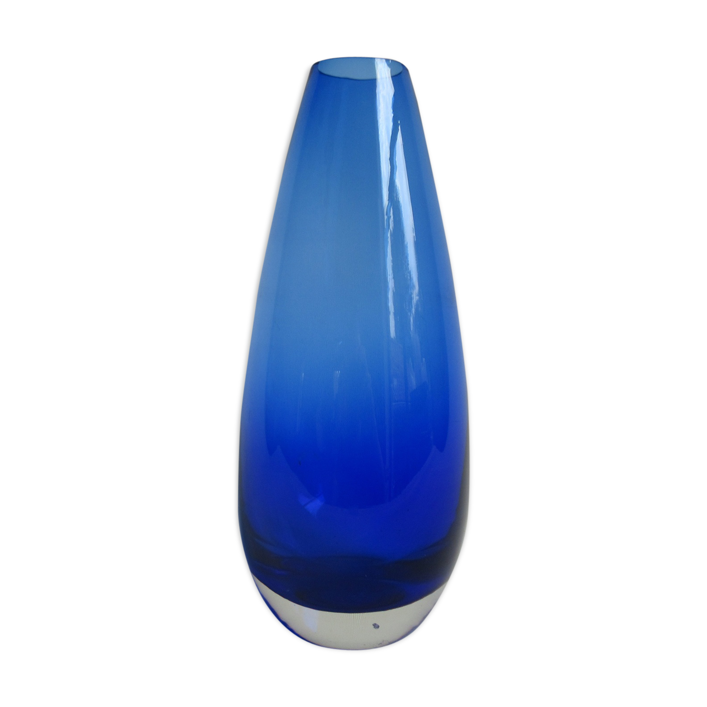 Vintage blue glass vase