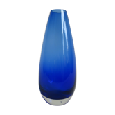 Vase vintage en verre coloré bleu