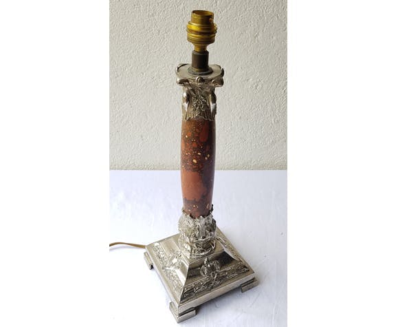 Red marble and metal lamp foot
