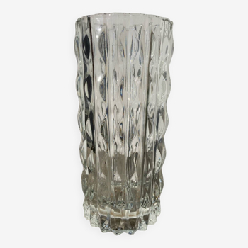 Grand vase italien design en verre transparent
