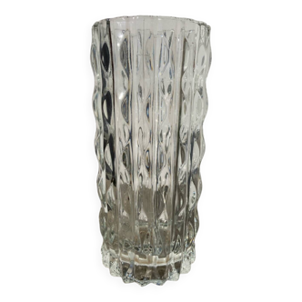 Large designer Italian vase in transparent glass