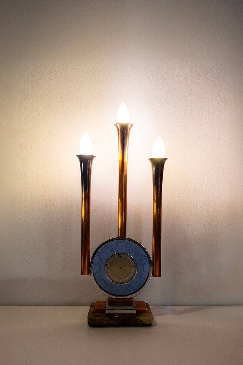 Art Deco lamp in glass and marble, Italy, 1930s
