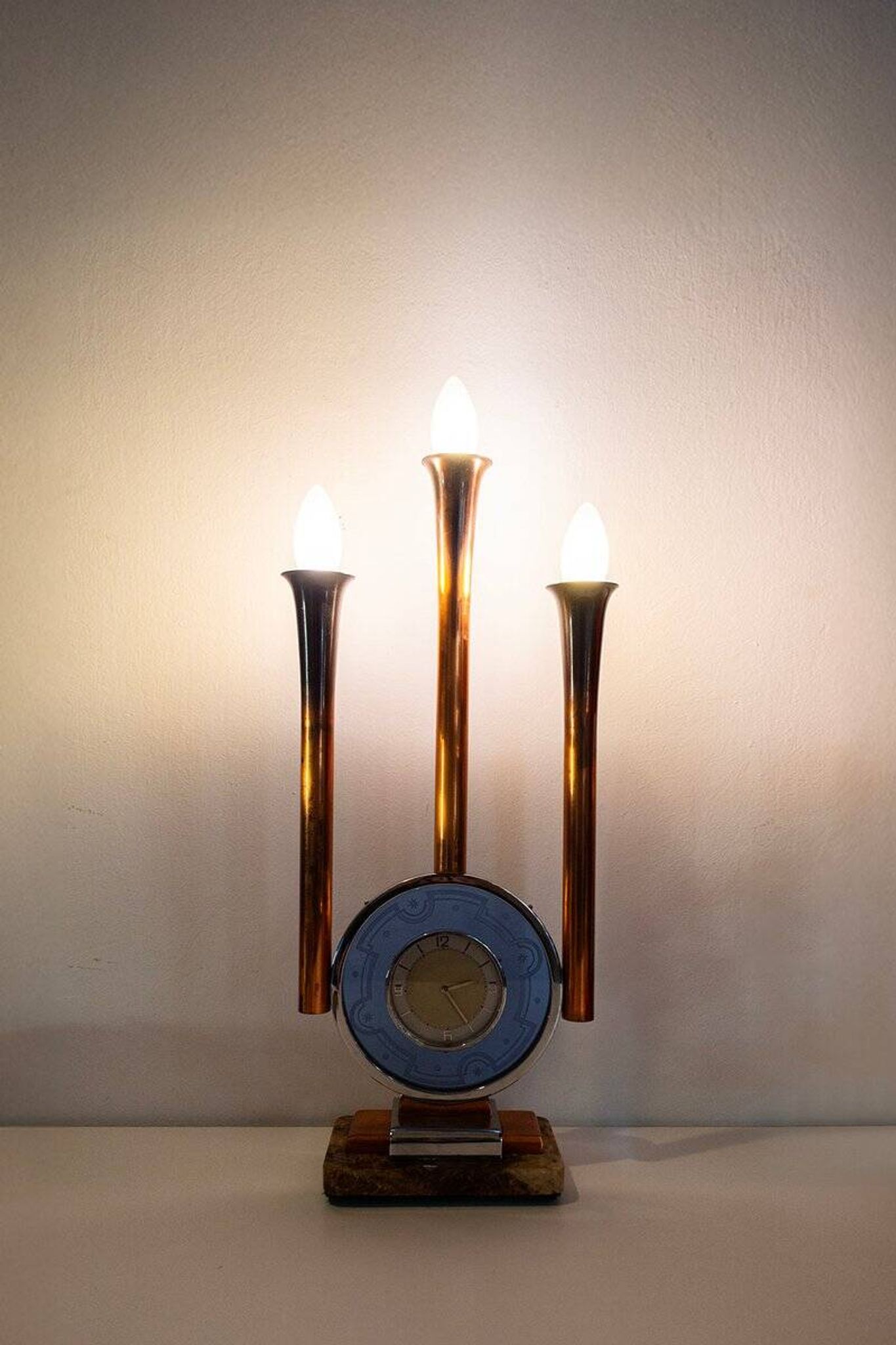 Art Deco lamp in glass and marble, Italy, 1930s