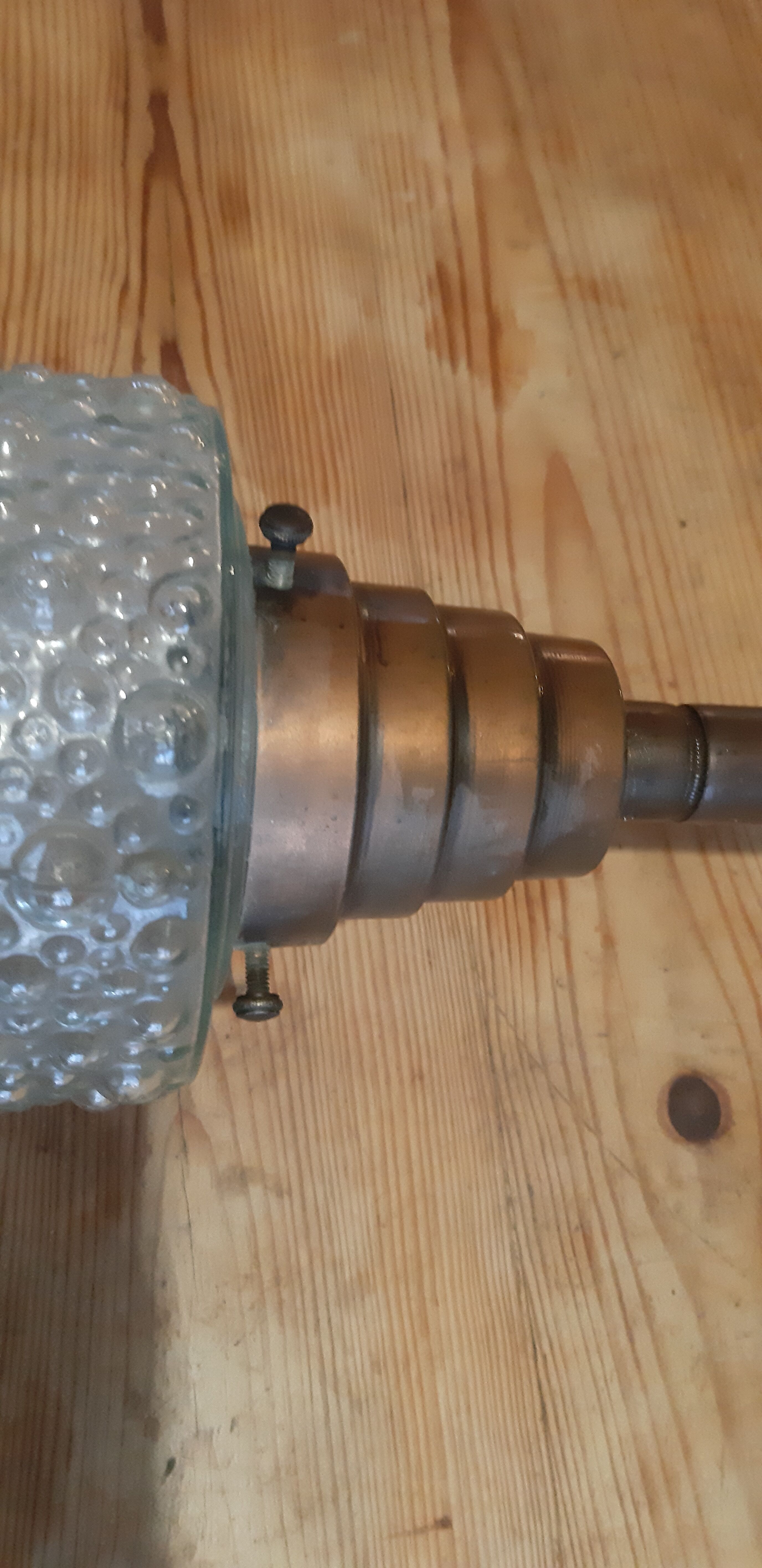 Vintage lamp brass and granite glass