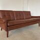 Danish mid-century Svend Skipper cognac 3 person sofa 1960s