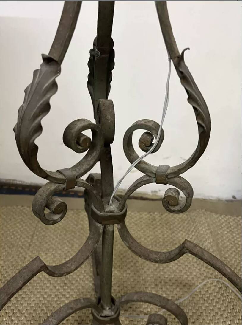 Art Deco wrought iron floor lamp base from the 1930s