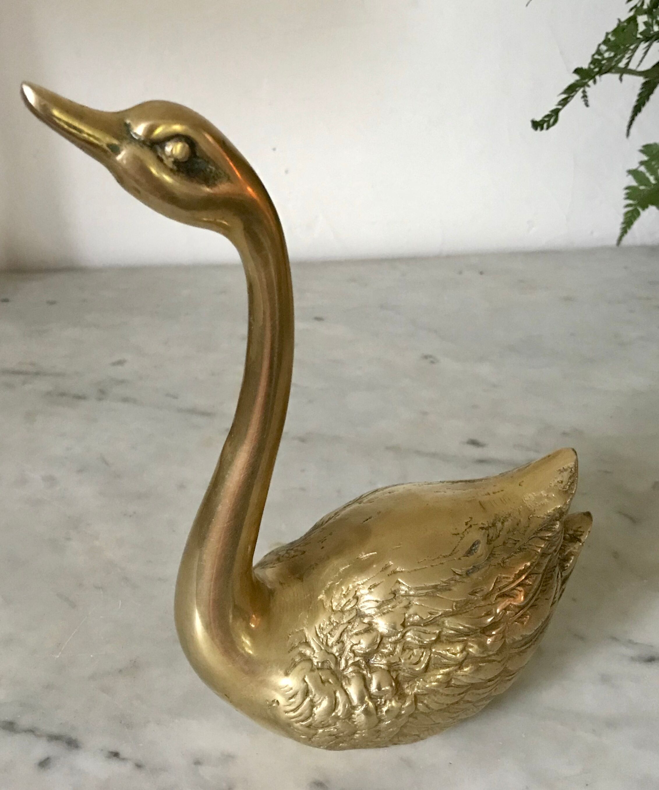 Vintage brass swan
