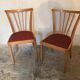 Pair of vintage bistro chairs 1960's blond wood and skaï