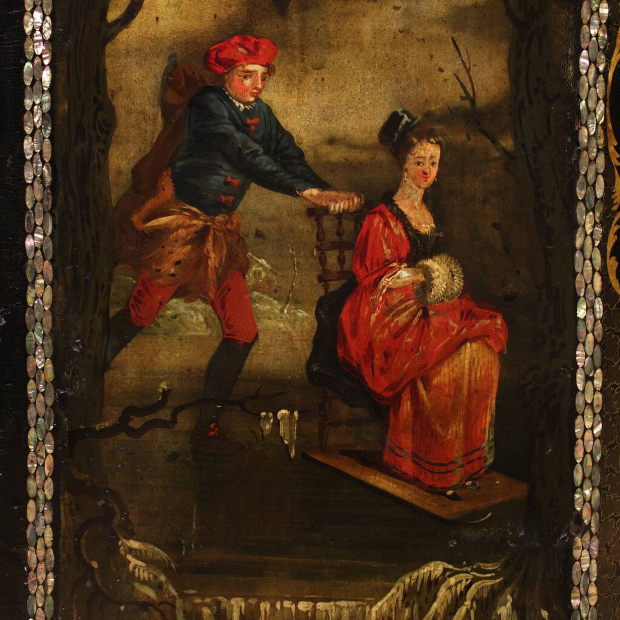 Buffet anglais laqué et peint du XIXe siècle
