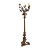 Candélabre ancien néoclassique en bois et fer, Italie, XIXe siècle