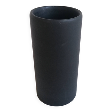 Matte black cylinder vase by Antonio Lampecco