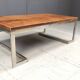 Table basse en cuir et chrome, années 1970