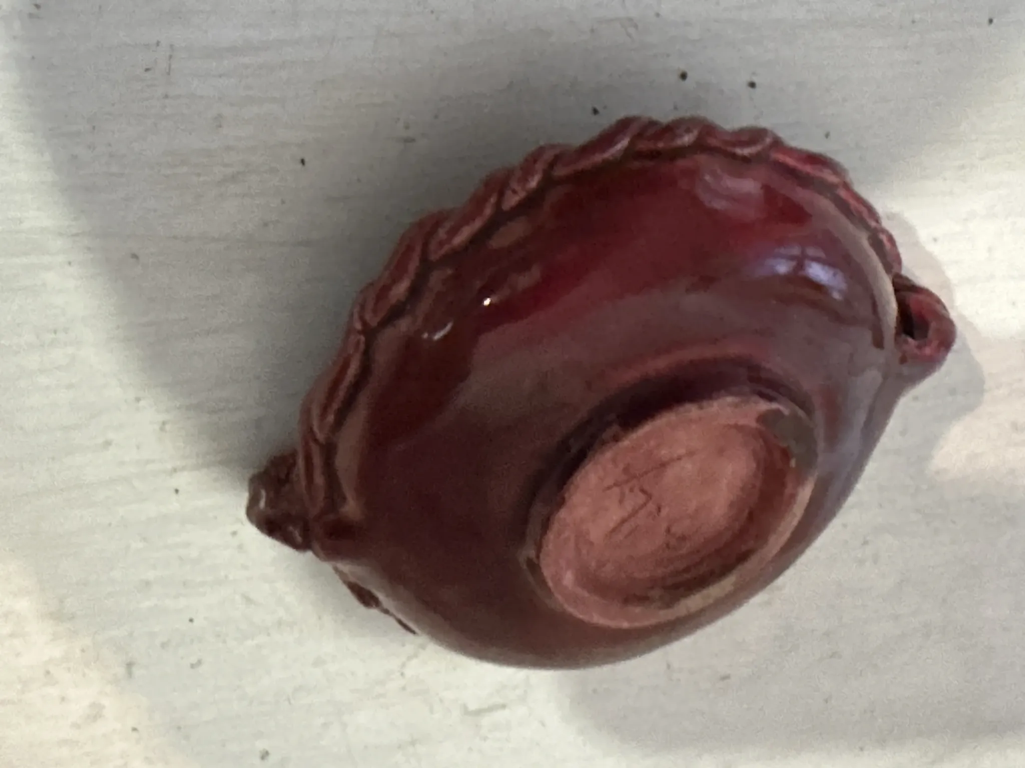 Small red ceramic catchall signed Bily – 1950s