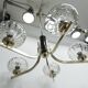 See Delmas chandelier, 5 branches, black and gold, transparent glass, 1960