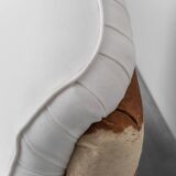 Poltrona vintage in cavallino e tessuto bianco anni ’70 modernariato