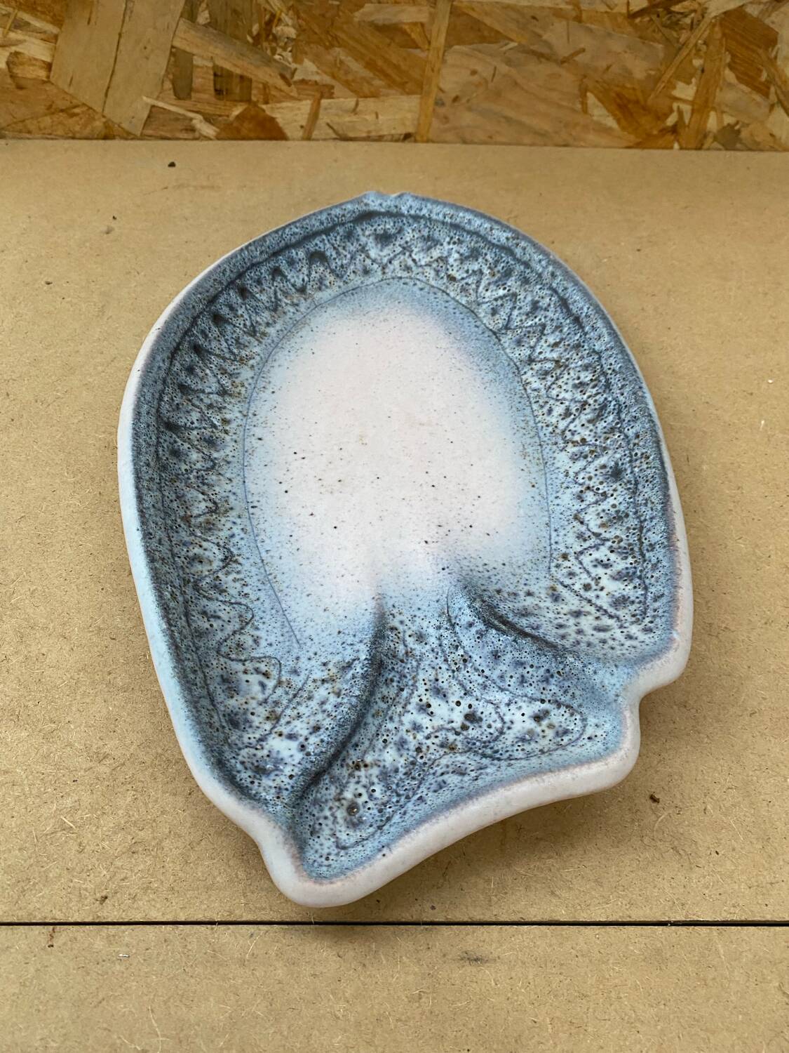 Old vallauris dish by jean austruy fish shape ceramic blue gray #b654