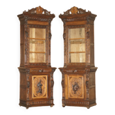Pair of Victorian Jacobean Gothic Revival bookcases