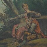 Painted Wooden Trumeau Mirror, Louis XV Style – Late 19th Century