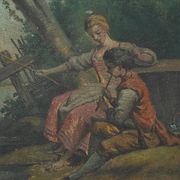 Painted Wooden Trumeau Mirror, Louis XV Style – Late 19th Century
