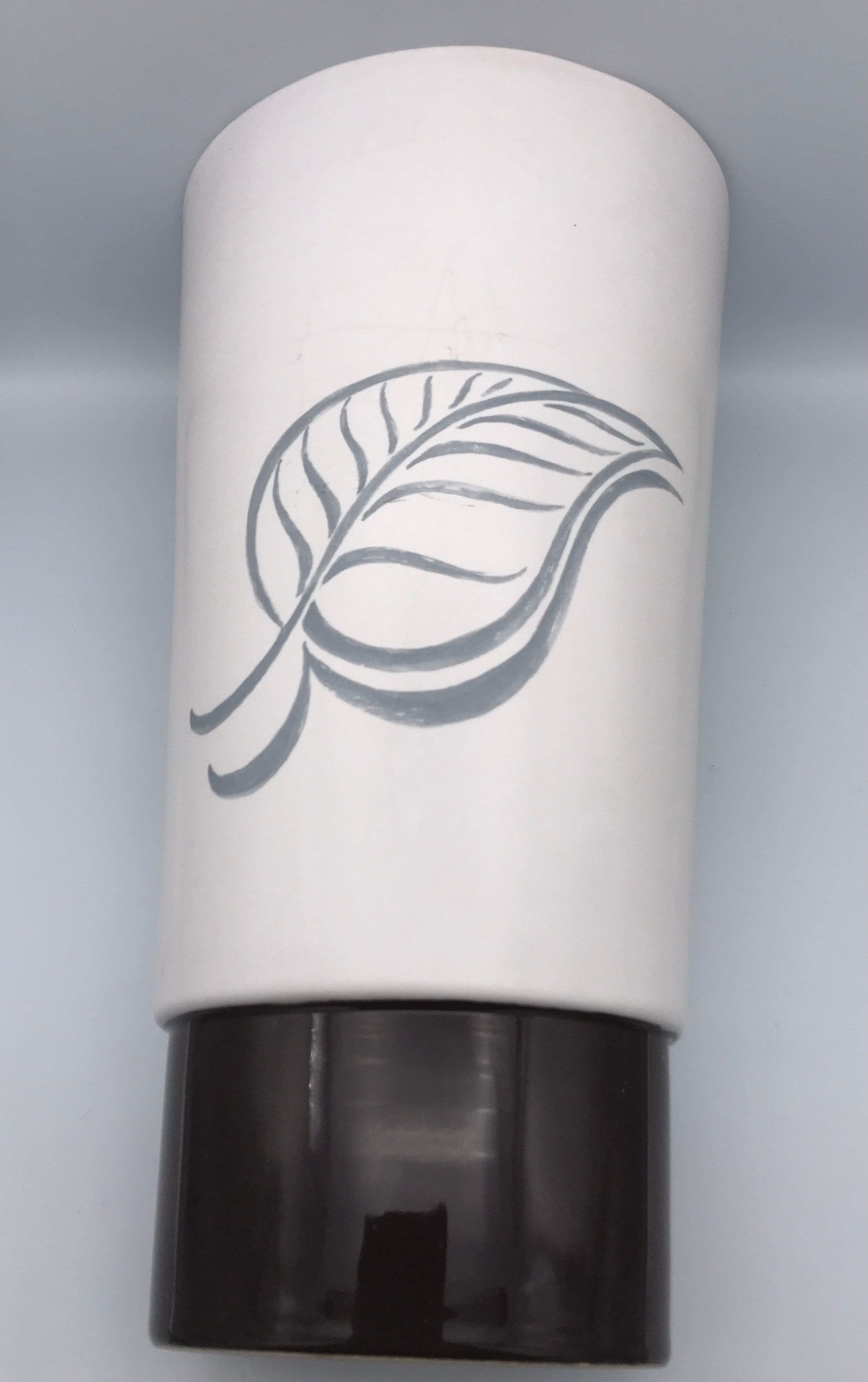 White and brown white and brown form évase vase leaf pattern - 40 cm