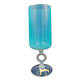 Empoli Lavorazione vase early 20th century in Italian blue opalescent glass