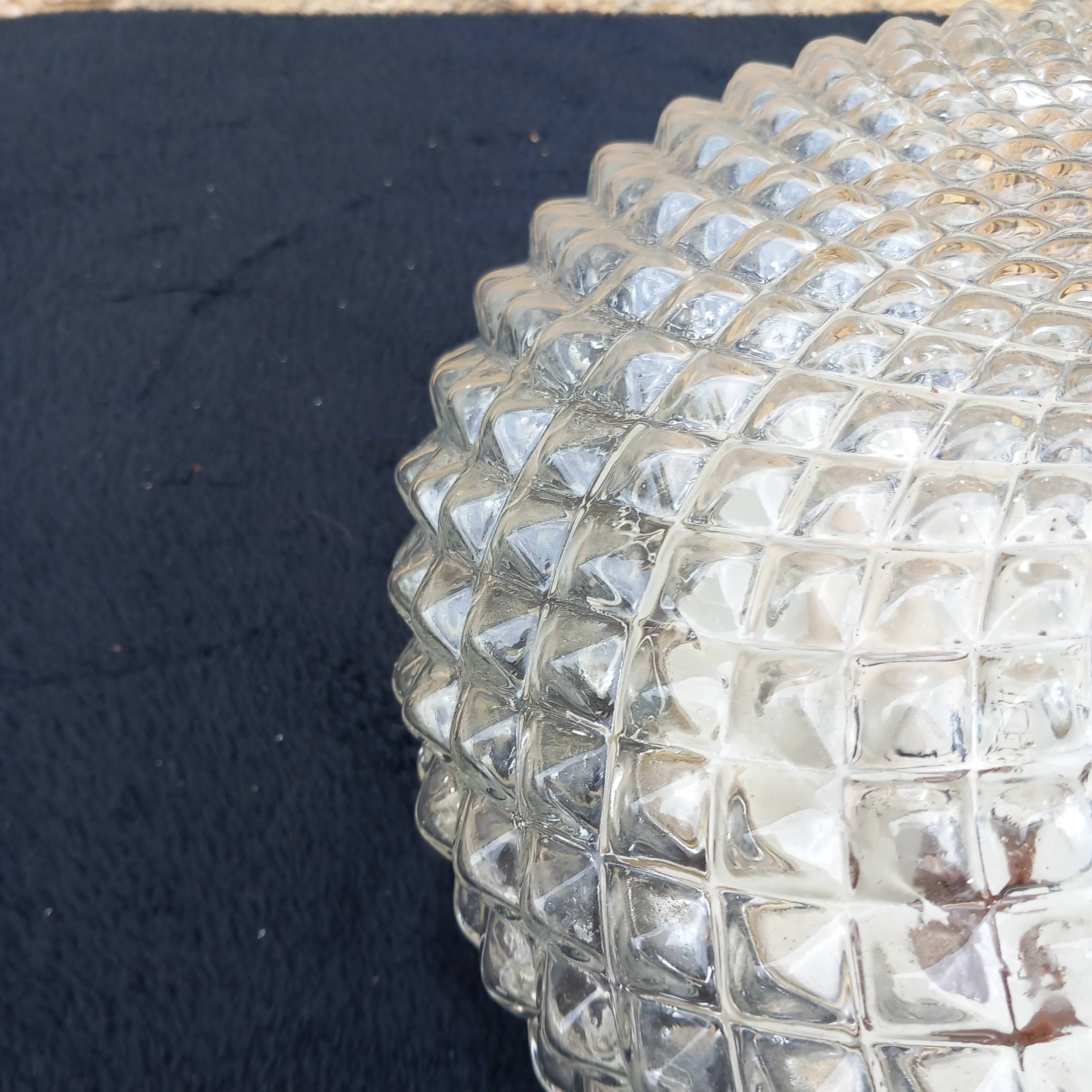 Vintage glass and brass ceiling light.