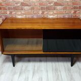 Renovated Violetta Display Cabinet with sliding glass doors, 1970s, Poland